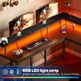 thumbnail image 4 of 66" L Computer Desk, LED Gaming Desk with 3 Drawers and Power Outlets, L Shaped Desk with Monitor Stand, Long Office Corner Desk with Shelves in Pure Black, 4 of 8