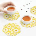 thumbnail image 4 of Drink Coasters, Daisies Flowers Yellow -PVC Leather Coasters Sets of 4 for Tabletop Protection - Bar Accessories, Coasters for Drinks Cup Aesthetic Coasters Home Office Decor Octagon, 4 of 5