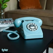 Tyler Retro Style Landline Phone Push Button Rotary Look Blue