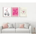 thumbnail image 5 of Pink Preppy Wall Art Framed Set of 3 Trendy Coquette Disco Cherry Posters Retro Guest Check Canvas Prints Poker Painting Positive Quote Pictures Room Decor Aesthetic for Girls Bedroom Dorm 12x16in, 5 of 6