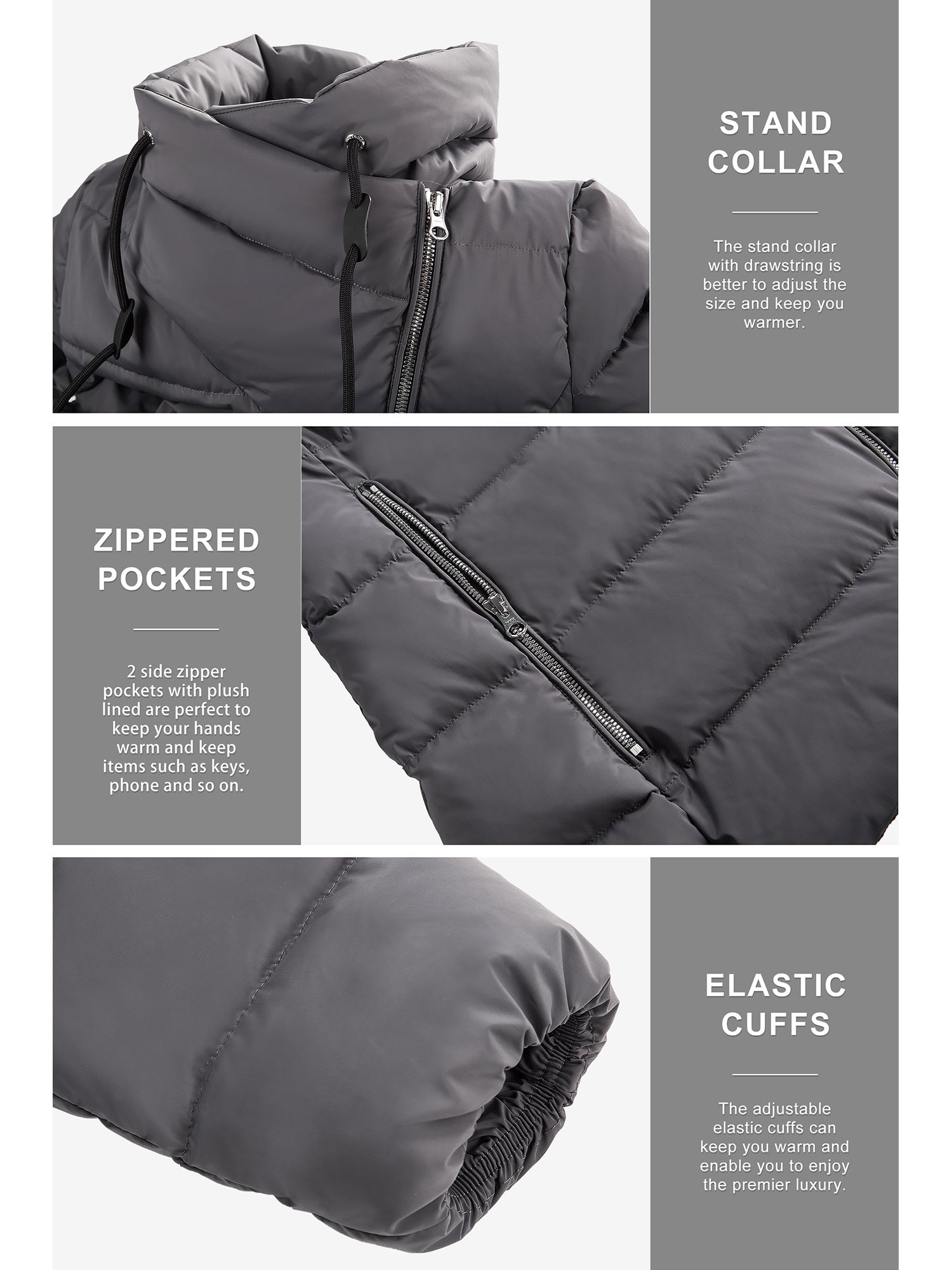 Orolay Hooded Down Jacket Women Winter Stand Collar Oblique Placket Puffer Coat - image 4 of 5