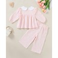 thumbnail image 4 of KIMI BEAR 18 Months Infant Baby Girl Outfit Set 24 Months Clothes Ruffle Long Sleeves Plaid Top Wide Leg Pants 2pcs Clothing Pink, 4 of 6