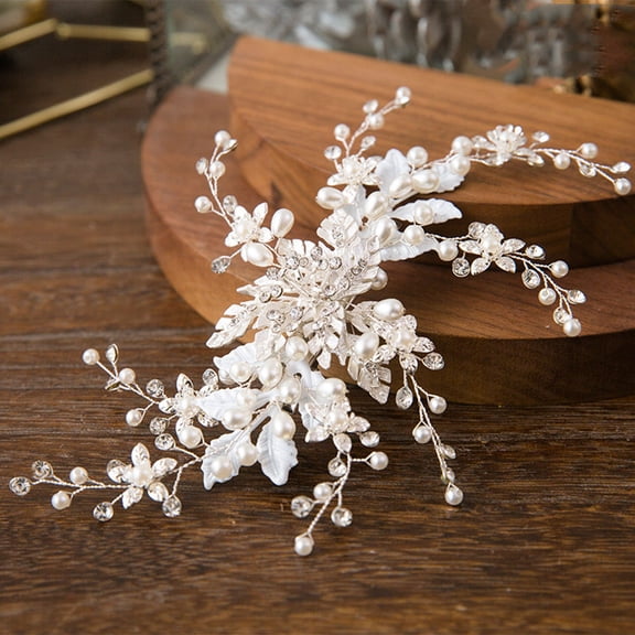 MLINS  Rhinestone Hair Clip Ornaments Headwear for Women Accessories Women's Bride Silver