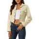 thumbnail image 1 of Chaqueta de moto recortada de ante sintético con cuello de solapa para mujer INSPIRE CHIC S Beige, 1 of 8