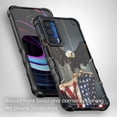 thumbnail image 3 of Cass Creations Case Compatible with Motorola Edge 2021 5G UW, Hybrid Shockproof Bumper Protective Phone Cover - American Bald Eagle Flying with Flag, 3 of 5