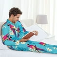 thumbnail image 4 of Mens Pajamas Set, Cute Colorful Macaw Monstera Button Down Long Sleeve Loungewear Sleepwear Pjs sets for Men, 4 of 5