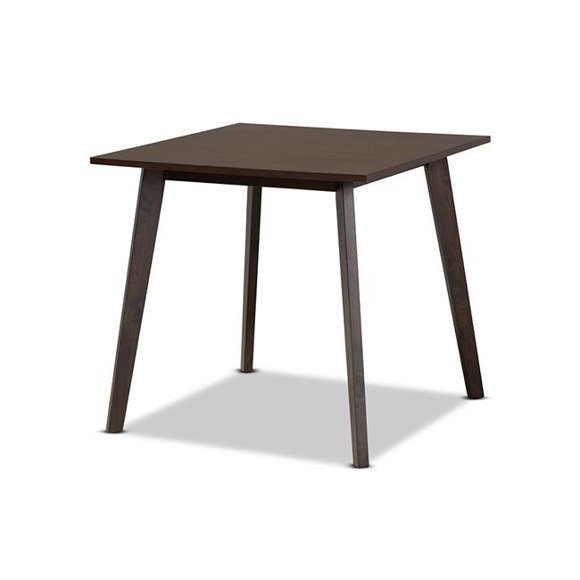 Baxton Studio Fiesta-Coffee Oak-DT Britte Mid-Century Modern Dark Oak Brown Finished Square Wood Dining Table