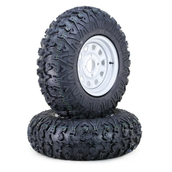 Free Country ATV Tire & wheel 25x8-12 8-Ply with 4-110 PCD 5 2 Silver Wheel-17035,SET 2