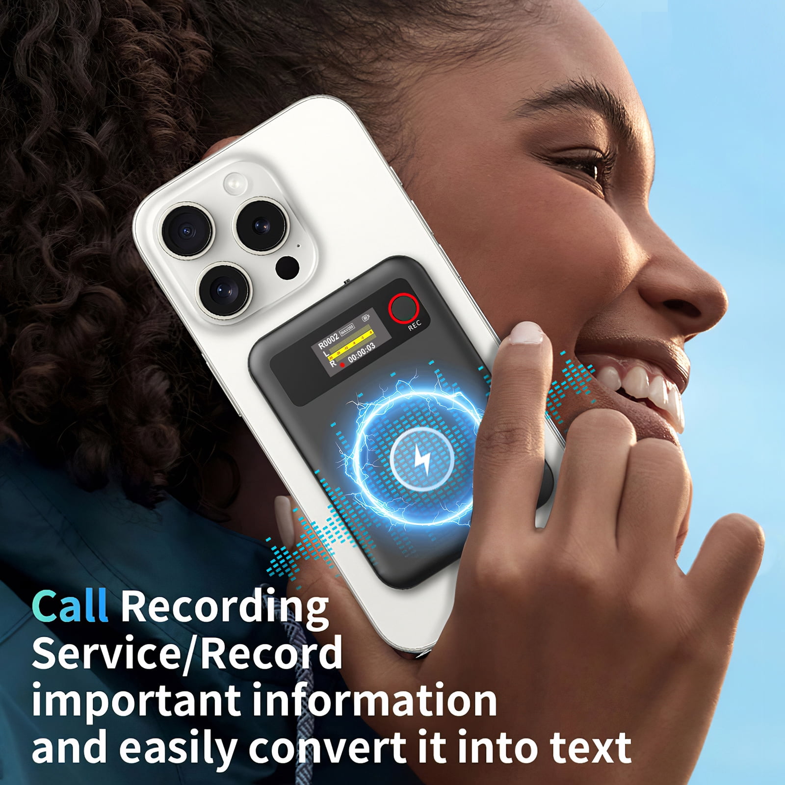 RONY AI Voice Recorder with Transcribe, Translation, APP Control, AI Analysis Summarize for Lectures Meetings Calls, Support 100+ Languages, 64GB Memory