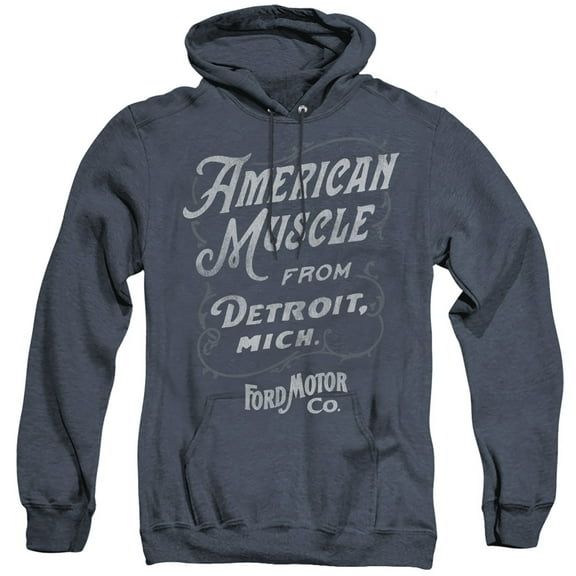 Ford American Muscle Classic Script Unisex Adult Pull-Over Heather Hoodie,Navy, Small