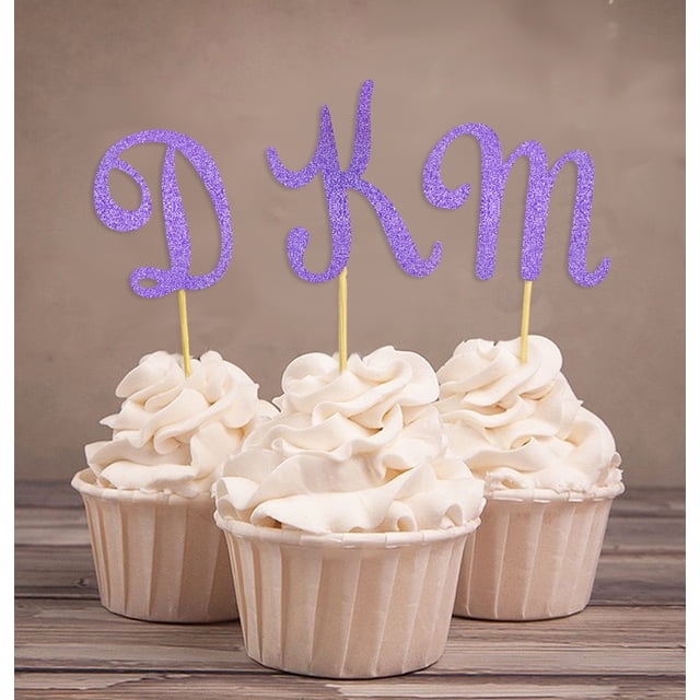 Darling Souvenir| Custom Initials Wedding Cupcake Toppers| Personalized Party Dessert Decorations - Pack Of 40