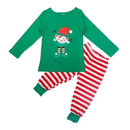 

1 Set Christmas Red and White Striped Pajamas Parent-Child Clothes Size 100