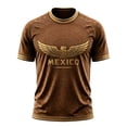 thumbnail image 4 of Mexico 2026 Soccer Cup Fan Jersey for Men, Crewneck Short Sleeve T-Shirt with Winged Totem & Geometric Print, Lightweight Breathable Athletic Top, 1 PC Light Brown XXL, 4 of 4