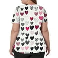 thumbnail image 4 of Women's Valentine's Day Scrubs Top Love Heart Printed Plus Size Scrubs Short Sleeve V-Neck Working Uniform Valentine's Day Cartoon Pattern Scrub Tops with Pockets, 4 of 5