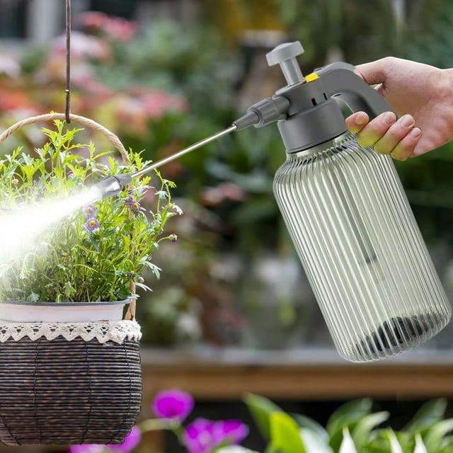 Xihbxyly Regadera a Presión, Pulverizador Presurizado, Atomización Fina, Herramienta de Riego Versátil, para Jardinería y Limpieza, Diseño Transparente, Tamaño 32 X 20 X 12 Cm
