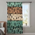 thumbnail image 3 of Teal Green Brown Semi Sheer Curtains Drapes for Living Room, Bedroom, French Doors Window 63 Inches Long, Farmhouse Dog Paw Vintage Rod Pocket Chiffon Curtain Drapery Voile Draperies Panel, 3 of 8