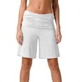 thumbnail image 2 of Dwellite Shorts for Women Low Rise Fold Over Short Wide Leg Yoga Pants Y2K Lounge Palazzo Gauchos Pant White 2XL, 2 of 6