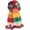 Orange, variant on Girls Knit Scarf Colorful Warm Scarves Soft Striped Wraps with Pom 3-12