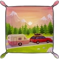 thumbnail image 2 of Mountain Bus Landscape Practical Microfiber Leather Storage Tray Office Desk Tray Bedside Caddy Storage Organizer for Wallet Key Watch Phone Jewelry(16X16CM), 2 of 6