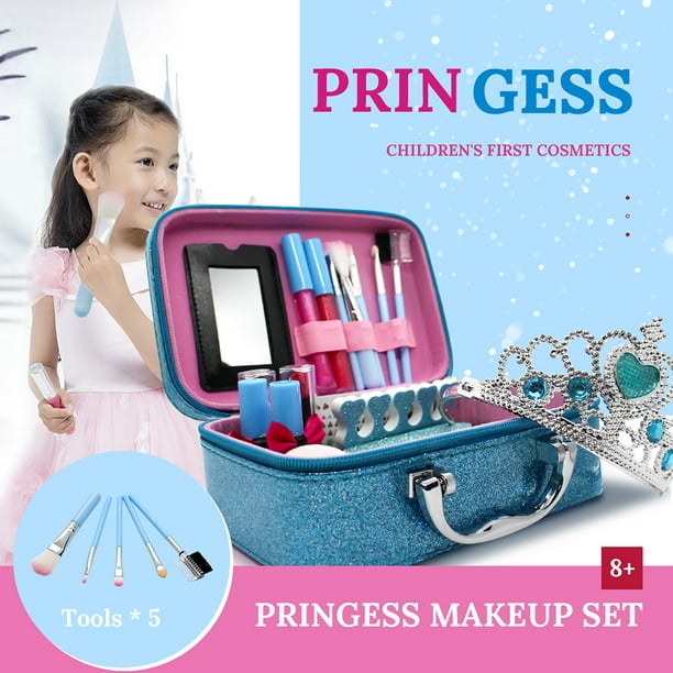 Amerteer Filles Pretend Play Ensembles de Maquillage Faux Kits de Maquillage  avec Trousse de Maquillage pour Petites Filles Anniversaire Cadeau de Noël,  Ensemble de Maquillage pour Tout-Petits Filles de 2, 3, 4