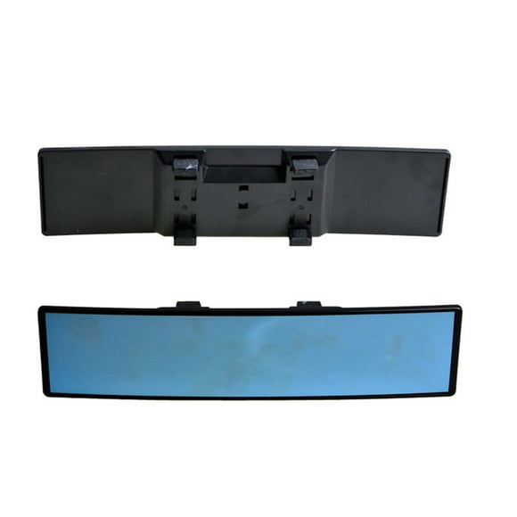 Espejo retrovisor universal para automóvil Gran angular Cristal azul Panorámico Antideslumbrante Espejo retrovisor interior Visión grande Espejo curvo de 280 mm (negro)