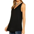 thumbnail image 3 of Women V Neck Sleeveless Asymmetric Hem Solid Color Tank Top, 3 of 5