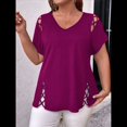 thumbnail image 4 of Blusas Tipo Túnica de Corta para Mujer, con Escote en V Recortado, Elegantes, Informales, Holgadas y Largas Rosa Roja L, 4 of 7