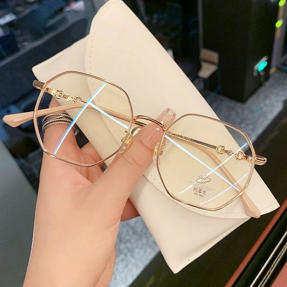 Fashion Polygonal Anti Blue Light Glasses Men Women Big Frame Eyeglasses Unisex Eyewear
