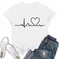 thumbnail image 3 of NAMTYQX Casual Tops for Women Soft Scoop Neck Stretch Graphic Muster Casual Relaxed Fit Short Sleeve Plus Size Womens Tshirts Cotton Loose Fit White Size S, 3 of 5