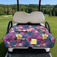 thumbnail image 2 of COEQINE Golf Cart Seat Cushion Cover, Portable Design Folds with Handle, Universal Fit 51.2x30.3", Quilted Comfort Padding with 4 Pockets, for 2/4 Person Seats, Tropical Plumeria Leaf Pink, 2 of 8