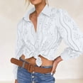 thumbnail image 5 of XFLWAM Women's Eyelet Hollow Out Lace Tops Puff Long Sleeve Button Down Shirts Spring Summer Dressy Causal Business Work Out Blouse, 5 of 9