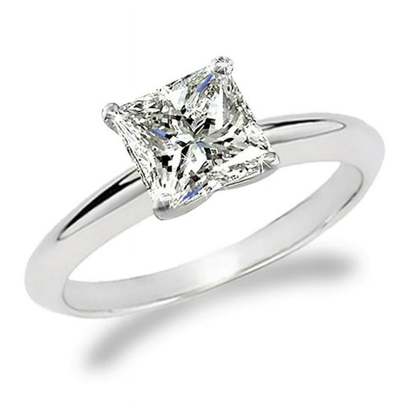 2 Carat IGI Certified Princess Cut Lab Grown Diamond 14K White Gold Solitaire Engagement Ring Size 3 (G-H Color, VS2 Clarity)
