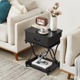 thumbnail image 5 of Modern 1-Drawer Nightstand with Storage Shelf, X-design End Side Table, Set of 2 Black, 5 of 5