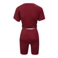 thumbnail image 4 of Petite Pant Suits for Women Dressy Wedding Women's Two Piece Outfits Short Sleeve Tops Pants Biker Shorts Running Yoga Sets Wedding Pant Suits Petite Size Sequin Suits for Women Rompers with Open Legs, 4 of 4