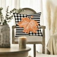 thumbnail image 2 of Autumn Leaves Fall Pillow Cover 20x20 Inch Orange Maple Leaf with Black White Buffalo Plaids Stripe Throw Pillow Covers for Fall Decor Farmhouse Thanksgiving Decorative Pillow Cases for Couch, 2 of 6