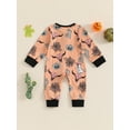 thumbnail image 4 of Halloween Baby Girls Boys Outfits Pumpkin Ghost Long Sleeve Romper One Piece Zipper Jumpsuit Holiday Western Clothes, 4 of 8