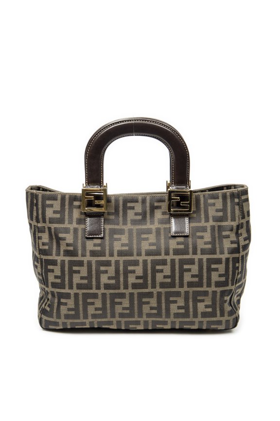 Pre-Owned Fendi Brown Small Open Tote Handbag Zucca Canvas
