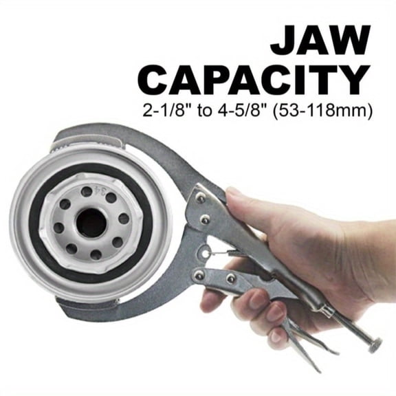 9.5 Inch Heavy-Duty Locking Oil Filter Wrench, Adjustable 2.1"–4.6" Jaw Opening, Non-Slip Teeth, Carbon Steel Vice Grip Removal Tool for Cars, Trucks, Equipment Maintenance