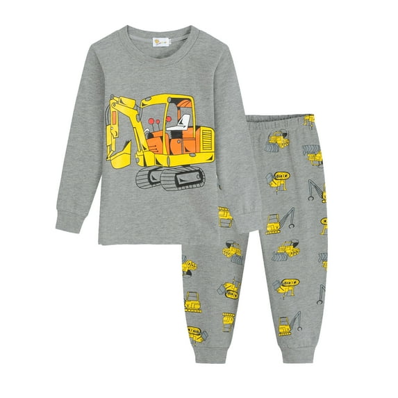 Little Hand Boys 100% Cotton Pajamas Excavator Sleepwear Clothes 2-Piece Set 6T