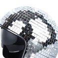 thumbnail image 3 of Clásico bola de disco casco brillo espejo vidrio punk disco espejo espejo espejo de la bola de brillo sombrero para mujeres hombres DJ Club de la fiesta Baraba Boda, 3 of 9