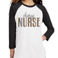thumbnail image 2 of Charge Nurse Leopard Print Three-Quarter Raglan Sleeve Baseball Shirt Unisex X-Small White/Black, 2 of 5