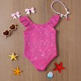 thumbnail image 6 of Abcomgle Swimsuit for Girls 7-8 Glitter Sequin Graphic One Piece Swimsuits for Little Girls Ruffled Stretchy Girls Bathing Suit, 6 of 7
