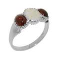 thumbnail image 1 of LBG British Made 925 Sterling Silver Real Natural Opal & Garnet Womens Statement Ring - 33 size options - Size 8, 1 of 6