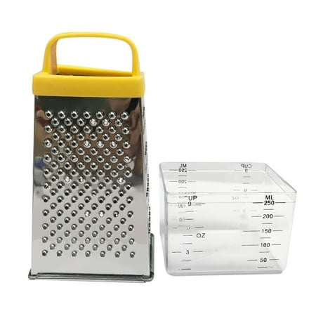

Stainless Steel Manual Cheese Vegetable Grater Box 4 Sided with Container Box (Handle in Random Color)