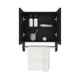 thumbnail image 2 of Bathroom Cabinet - Black Medicine With Towel Rod And Shelves, 16.2"w Rod, 6.8"h X Upper Shelf, 6.4"h Lower Dual Doors Metal Handles, Engineered Wood For Delightful Shelf Large Items, Smaller, 2 of 5