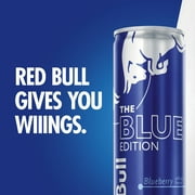 Red Bull Blue Edition Energy Drink, Blueberry, 114mg Caffeine, 12 fl. oz., Pack of 4 Cans