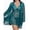 Blue Green, variant on Plus Size Lingerie Set for Women Sexy 3 Piece Lace Kimono Robes with Babydoll Chemise Dress and Thong Mesh Sleepwear