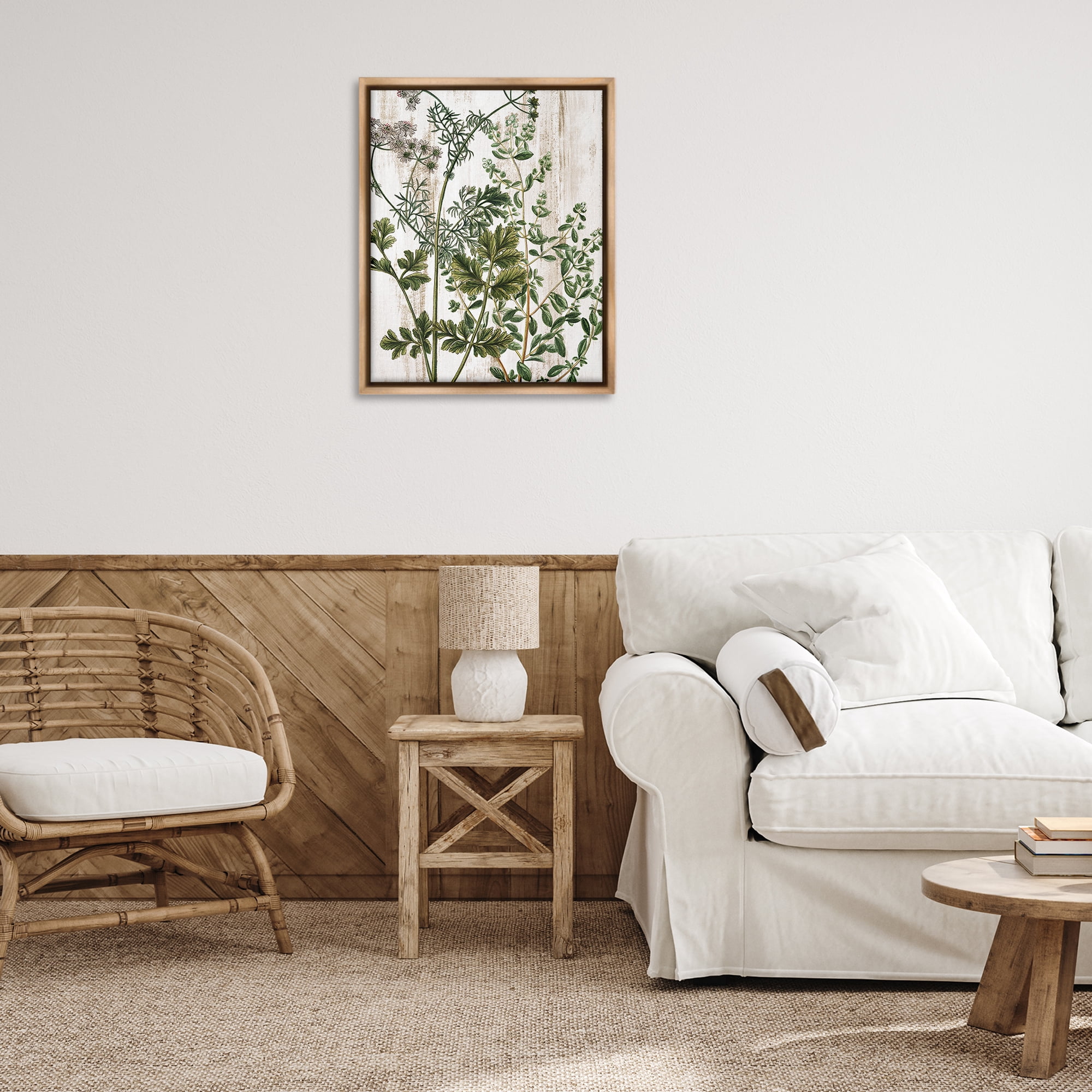 Stupell Industries Botanical Greenery Pattern Botanical & Floral Painting Brown Floater Framed Art Print Wall Art, 25 x 31