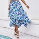 thumbnail image 2 of Falda midi bohemia con estampado floral, cintura alta, dobladillo con volantes, perfecta para fiestas y vacaciones diarias, talla L, 2 of 7