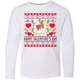 thumbnail image 3 of Inktastic Happy Valentine's Day Sloth and Llama Ugly Sweater Style Long Sleeve Youth T-Shirt, 3 of 5